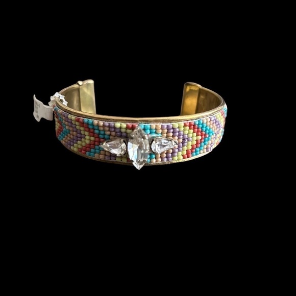 Multicolored Bead & Crystal Goldtone Cuff Bracelet by Stephan & Co. - Picture 1 of 14